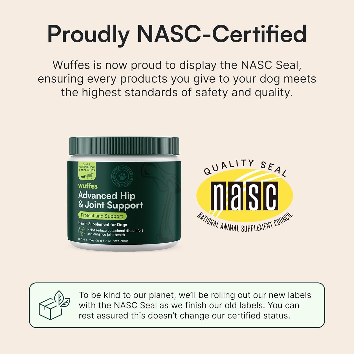 Wuffes Advanced Dog Hip and Joint Supplement with Glucosamine, Chondroitin, Omega 3, MSM, and Green Lipped Mussel, 120 Pork Flavored Chews for Small Dog Breeds