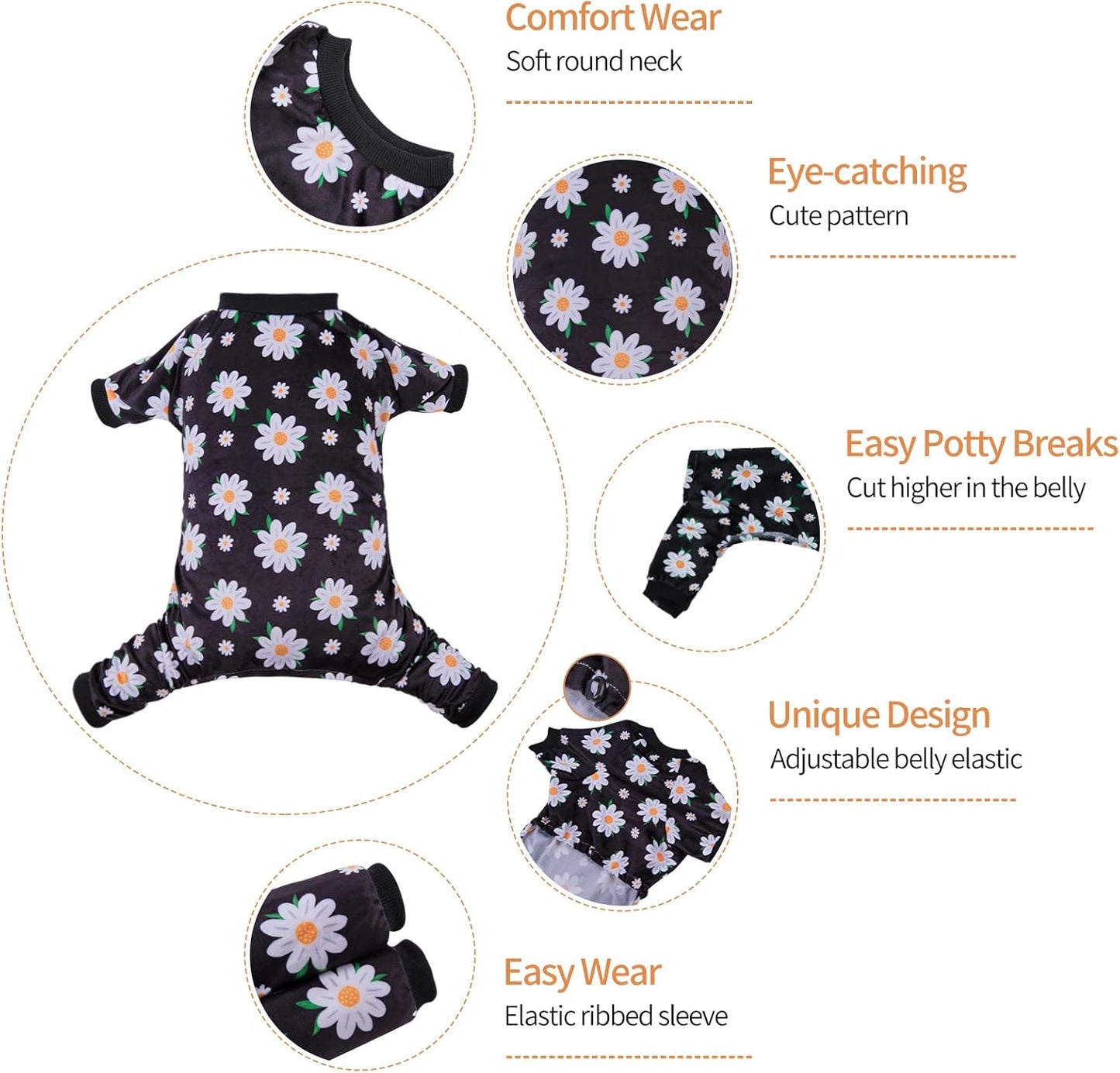 CuteBone Small Dogs Outfit Soft Puppy Onesies Pjs Dog Pajamas Pet Coat Cat Apparel Comfy Doggie Jumpsuit Bodysuit for All Seasons P221S