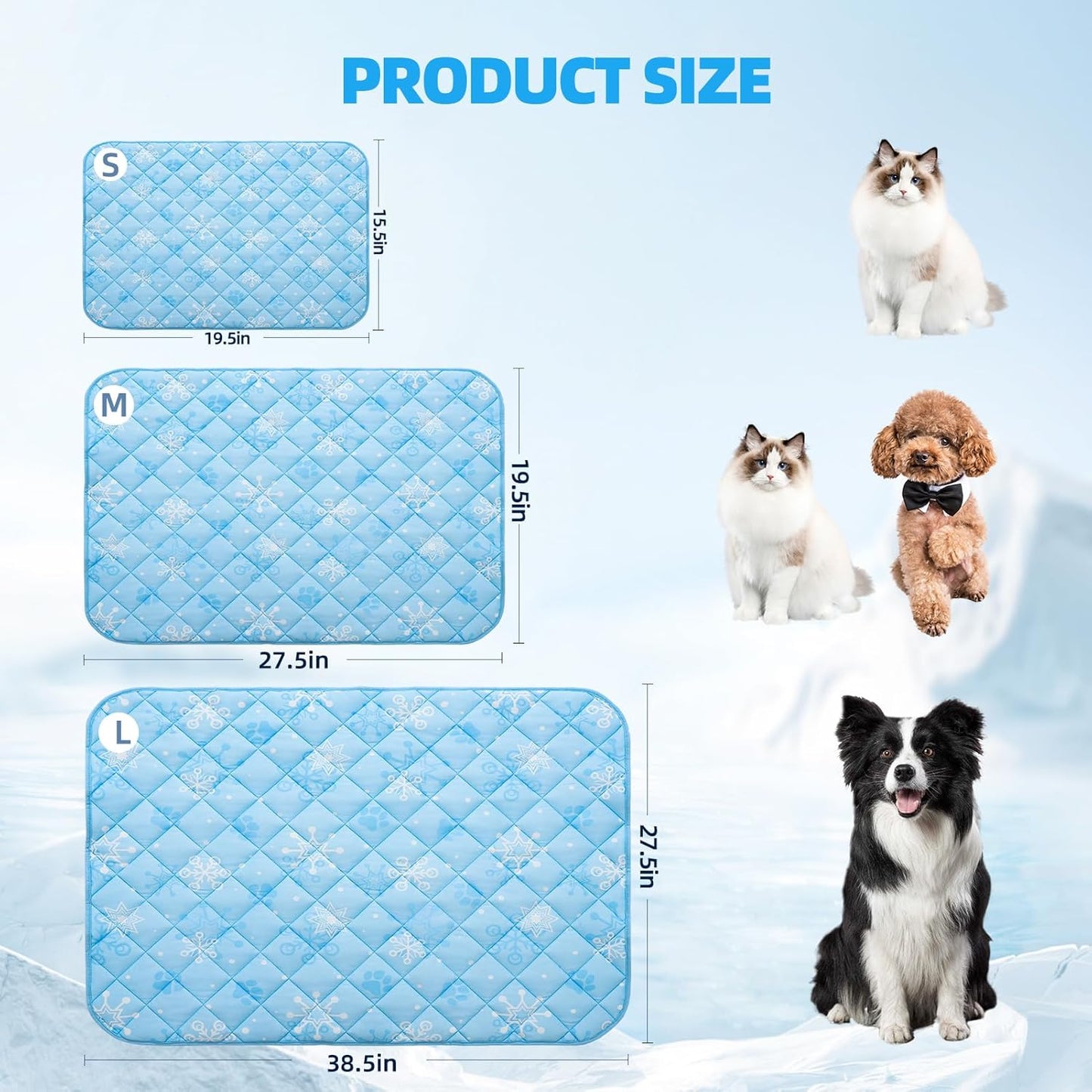 Homimp Dog Cooling Mat,27.5" x 38.5" Thicken Self-Cooling Mat for Dog Large,Internal Waterproof& Endothermic,Washable Pet Ice Cool Pad Blanket,Pet Sleeping Pad for Indoor Outdoor in Summer, Non-Toxic