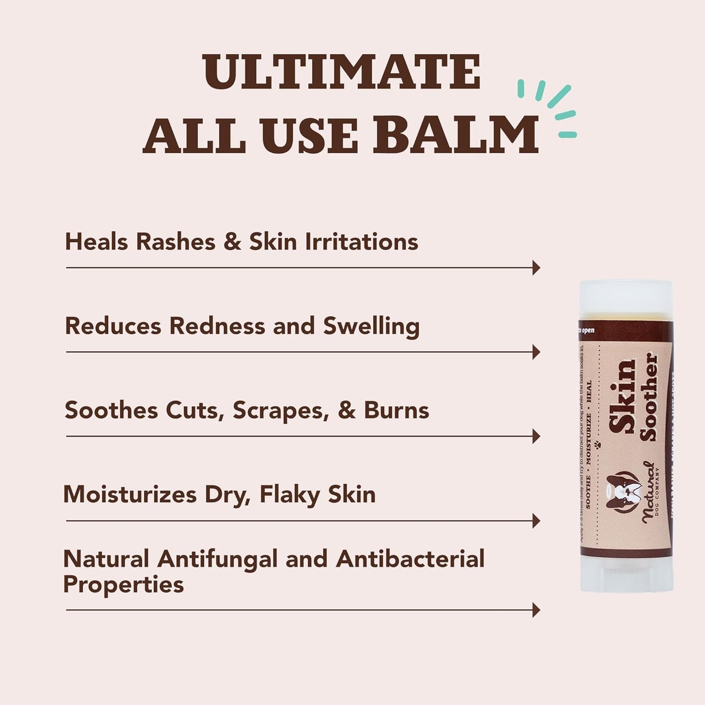 Natural Dog Company Skin Soother Balm for Irritation, Allergy & Itch Relief for Dogs, Hot Spot Treatment, Dog Moisturizer for Dry Skin, Healing Ointment, Coconut Oil & Vitamin E (0.15oz Travel Stick)