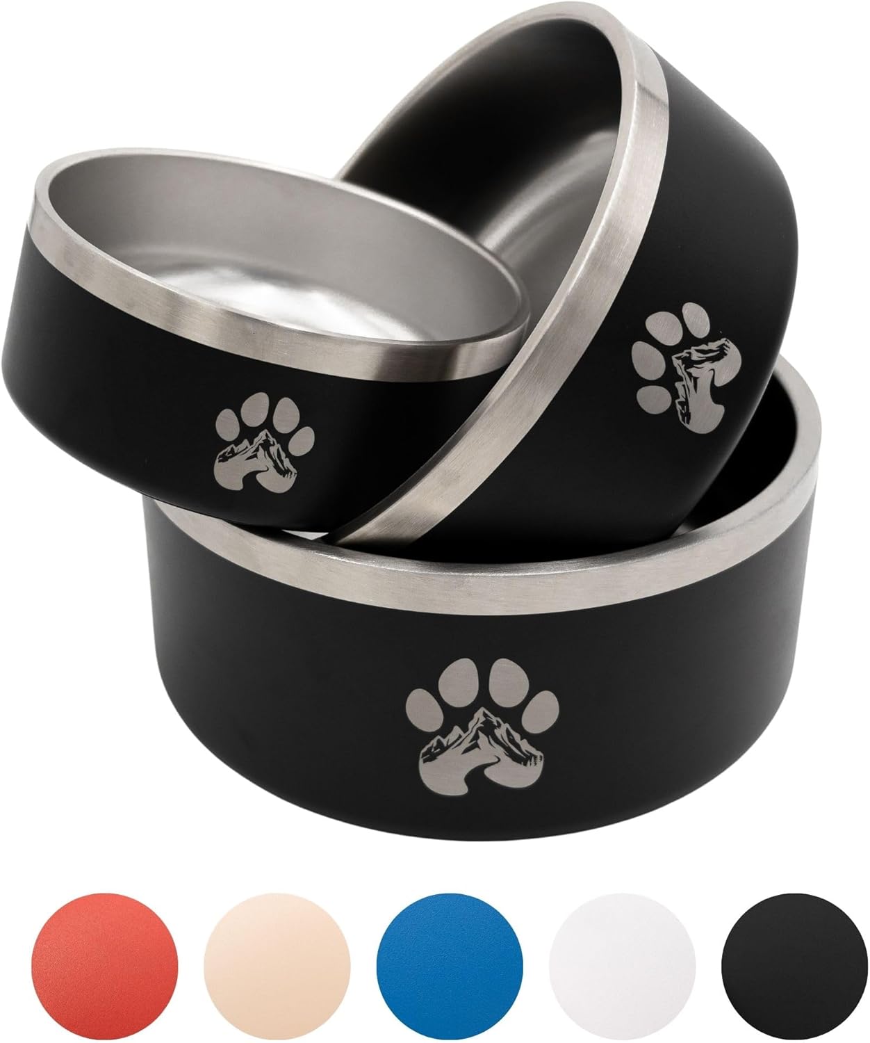 Stainless Steel Dog Bowl for Small-Large Dogs | Double Wall Insulated, Non-Slip Base Heavy Duty Water and Food Bowls for Dogs & Cats | Pet Safe BPA Free & Dishwasher Safe | 16 Oz - Red