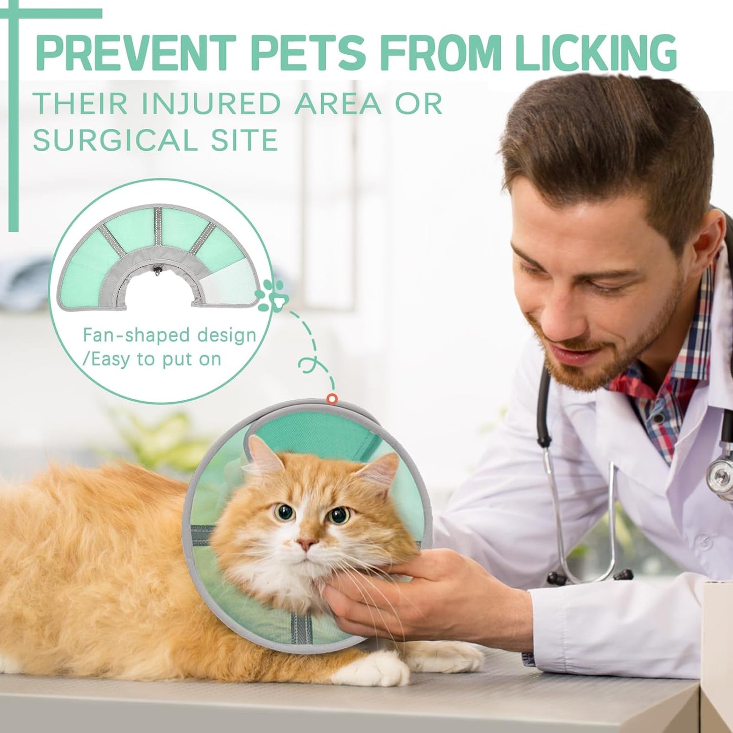 Cat Cone Collar Soft, Cat Recovery Collar for Large Medium Small Cats Kittens, Pet Cone Alternative After Surgery