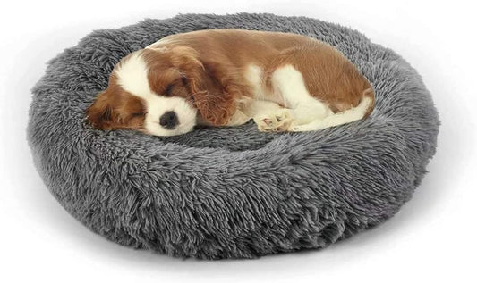 Dog Bed, Cat Calming Bed, Faux Fur Pillow Pet Donut Cuddler Round Plush Bed for Large Medium Small Dogs and Cats