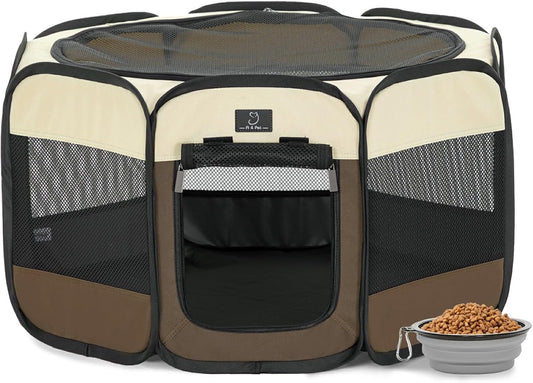 A 4 Pet PortablePet Playpen for Small Dogs, 27" Foldable Small Playpens for Puppy/Cat/Rabbit/Chick, Indoor Cat Playpen with Removable Zipper & Mesh Panel(11”W × 7.5”H)