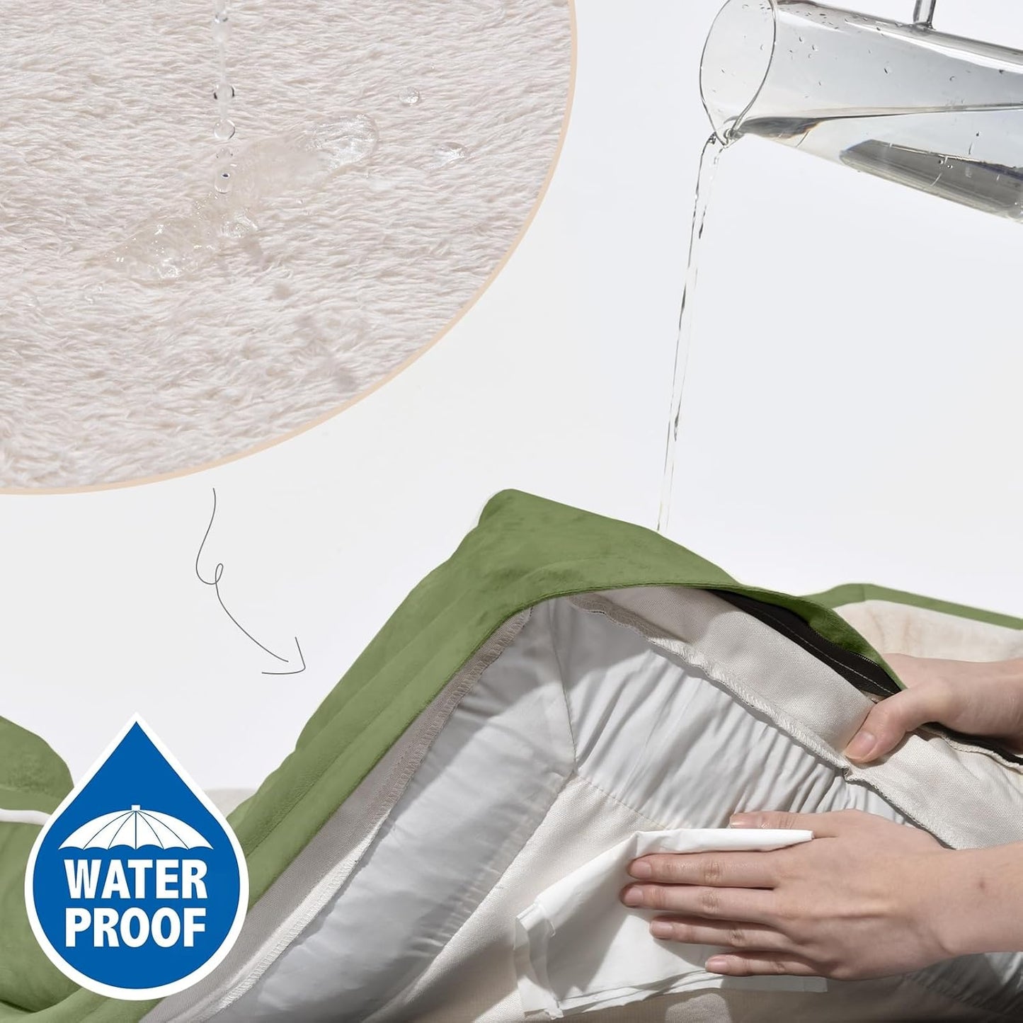 Comfort Expression Medium Dog Beds Waterproof Orthopedic Foam Dog Sofa Beds for Medium Large Dogs Comfy Pet Bed with Washable Removable Cover & Non-Slip Bottom(Medium,Light Green)