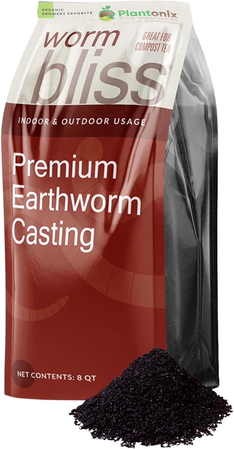 Worm Bliss (8 Qts) - Organic Worm Castings for Plants & Gardening - OMRI-Listed Earthworm Castings for Plants, Vegetables, Flowers, & Potting Soil - Organic Garden Fertilizer Rich in Nutrients