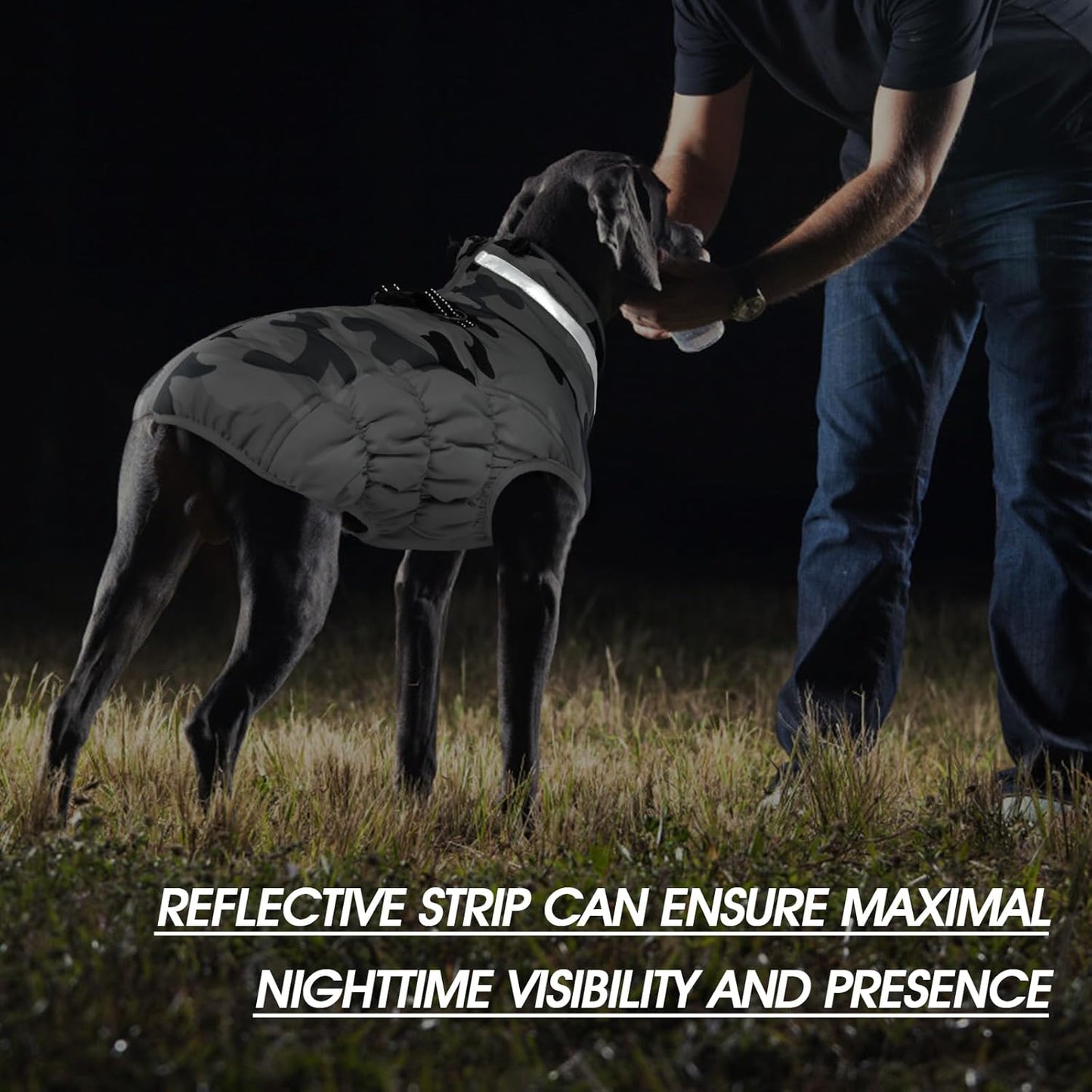 FUAMEY Dog Coat for Small Dogs,Waterproof Dog Winter Jacket with Harness Built in Puppy Cold Weather Coats Reflective Pet Vest with Zipper Warm Fleece Dogs Snowsuit Windproof Grey Camo XS