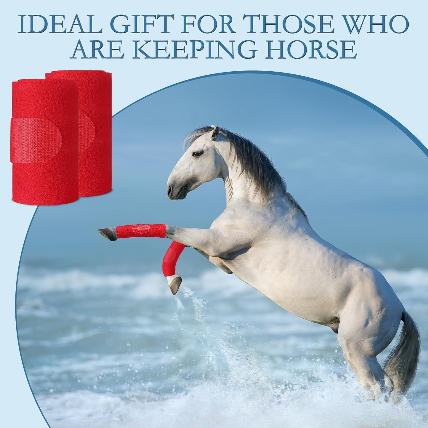 Set of 4 Horse No Bow Bandage 3D Contoured Standing Wrap Bandages Stable Nylon Horse Leg Wraps for Helping Prevent Horse from Tendon Damage and Keep Horses Clean and Safe(Red)