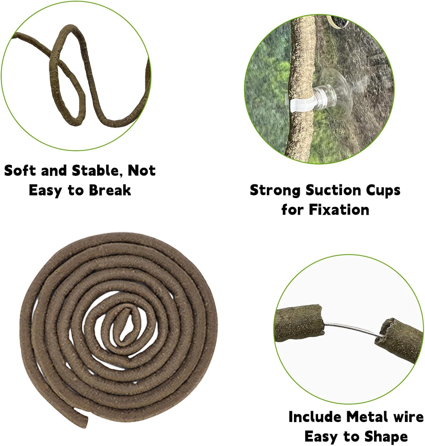 BNOSDM Reptile Vines, Bendable Jungle Climbing Vine with Moss,Terrarium Plants Decor,Artificial Plants Tank Decorations Accessories for Bearded Dragons Chameleons Snakes Lizards Hermit Crabs