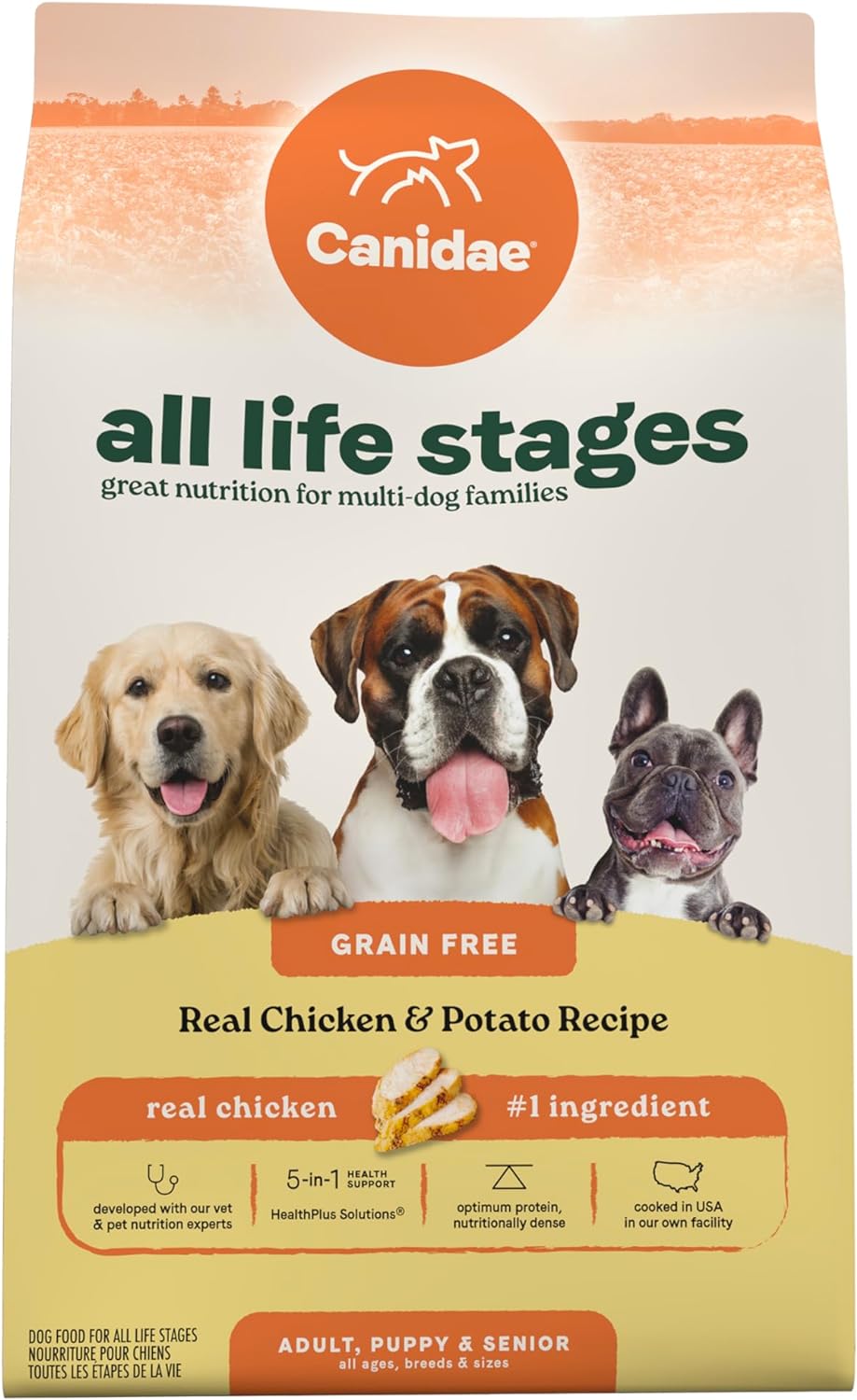 Canidae All Life Stages Real Chicken & Potato Recipe – High Protein and Grain-Free Premium Dry Dog Food for All Ages, Breeds, and Sizes– 4 lbs.