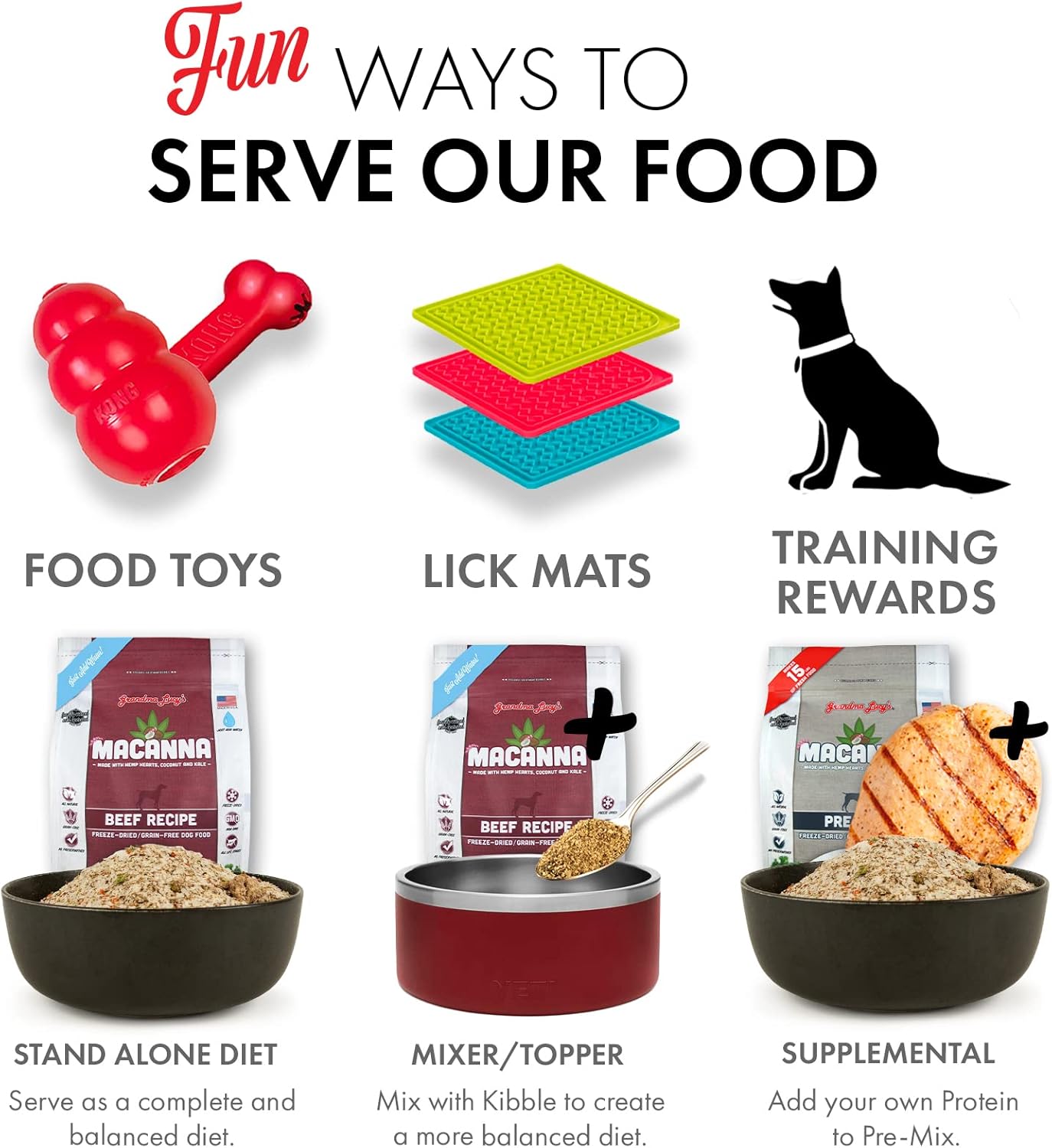 grandma lucy's Macanna Freeze Dried Grain Free Beef Recipe Dog Food 1 Lbs