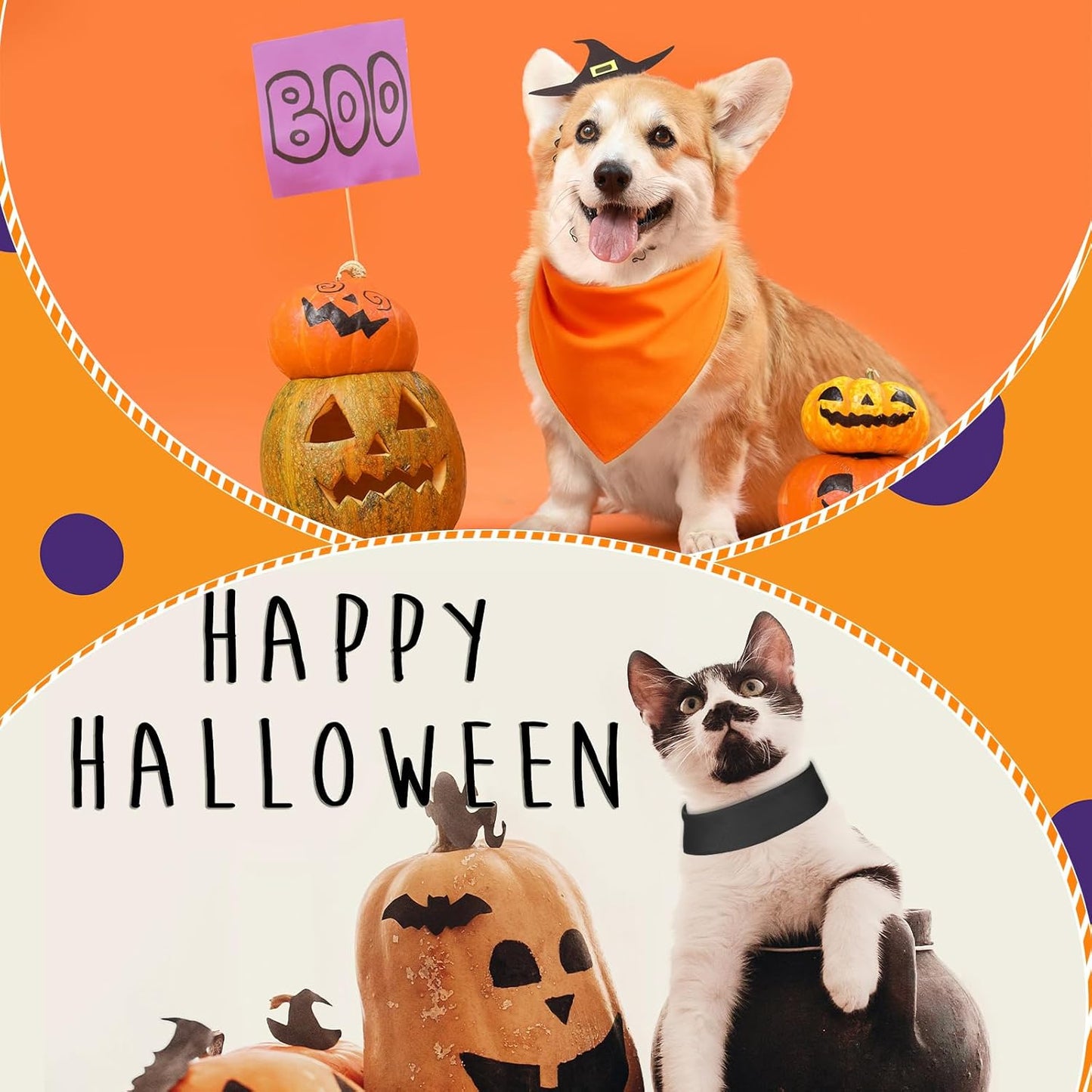 48 Pcs Halloween Blank Dog Bandanas Bulk Sublimation Plain Bandanas for Dogs Heat Transfer Personalized DIY Triangle Bibs Scarf Set for Pets Halloween Costume Photo Props Accessories Pet Shops