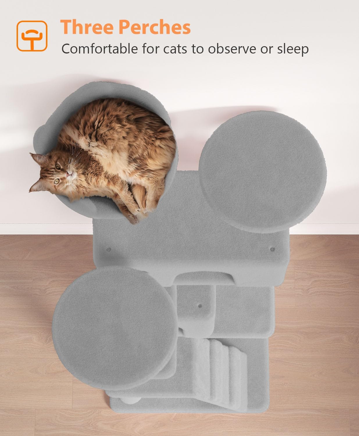 60'' Cat tree Tower for Indoor Cats Large Adult,Cute/Tall Modern Cat Tree for Big Cats 20 lbs,Plush Multi-Level Cat Condo with Scratching Posts,Dangling Ball for fun play(Light Gray, 60 inch)
