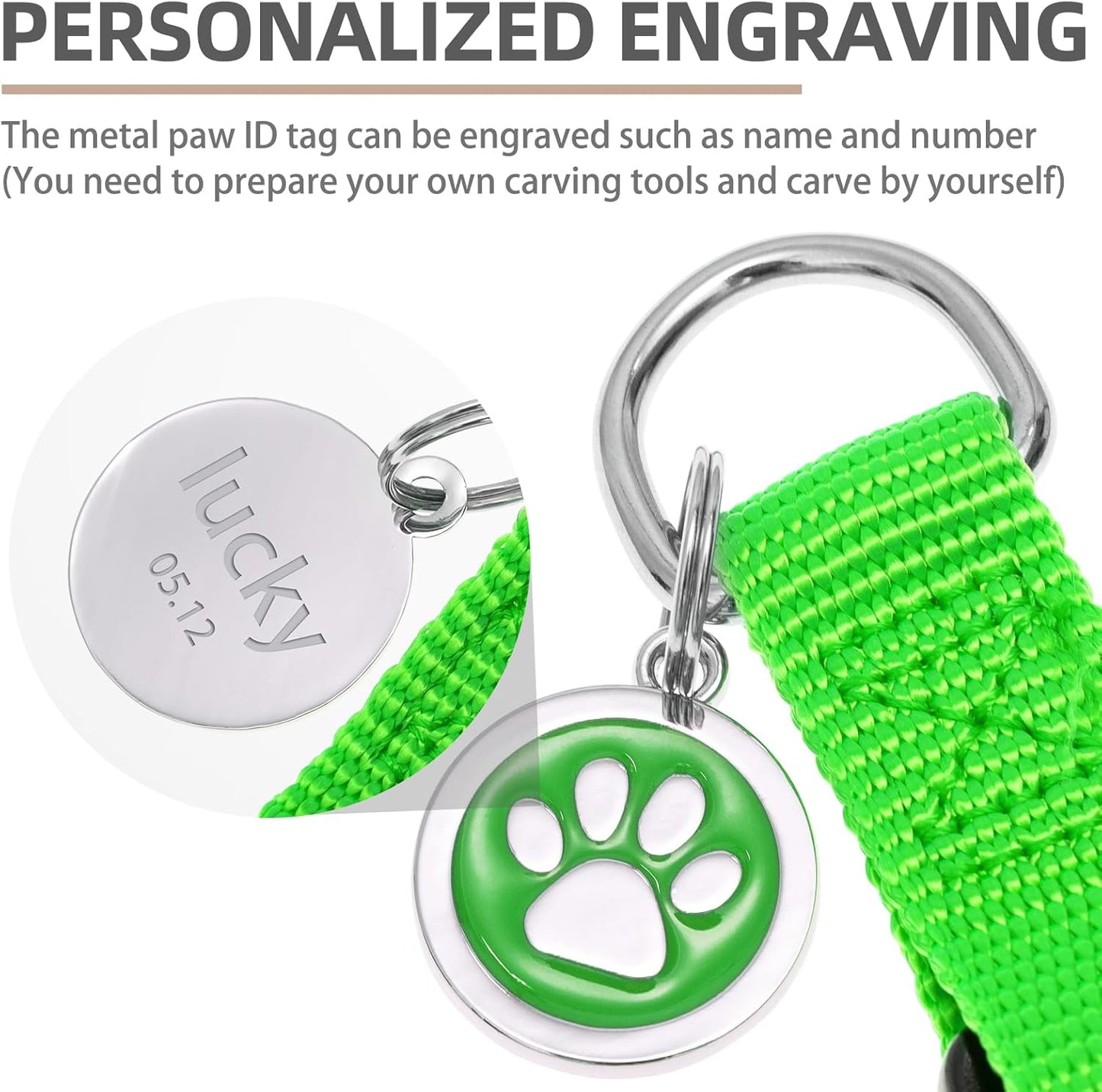 PUPTECK No Pull Dog Harness Soft Adjustable Basic Nylon Step in Puppy Vest Outdoor Walking with ID Tag, Green,S