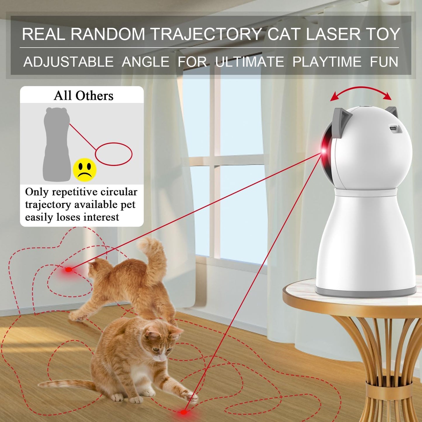 Laser Cat Toys for Indoor Cats,The 4th Generation Real Random Trajectory Motion Activated Rechargeable Automatic Cat Laser Toy,Interactive Cat Toys for Bored Indoor Adult