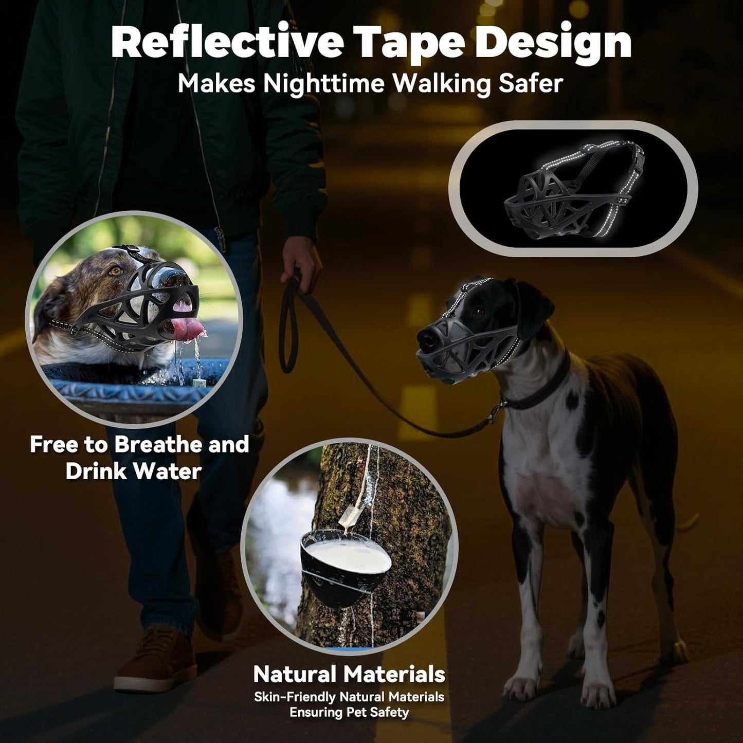 Dog Muzzle for Large Dogs, Medium and X-Large Aggressive Dog, Breathable Basket Muzzles, Suitable for Grooming Trimming Training, Allows Panting Drinking (Black, XL)