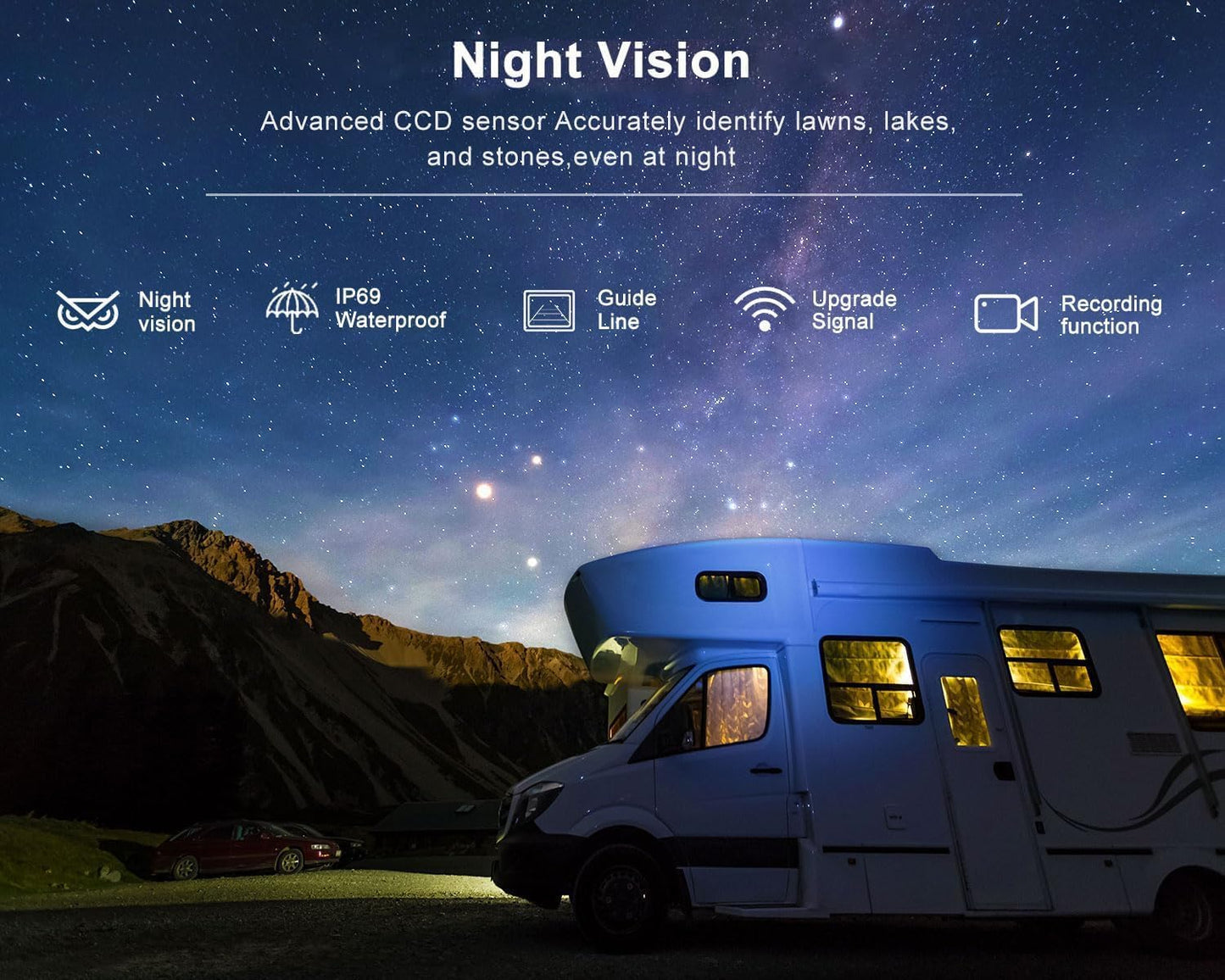 Wireless Backup Camera Kit with 7'' DVR Quad Split Monitor, 1080P FHD Rear Side View Camera, IP69 Waterproof + Parking Lines Reversing Cameras for Truck/Semi-Trailer/Box Truck/RV-B4C