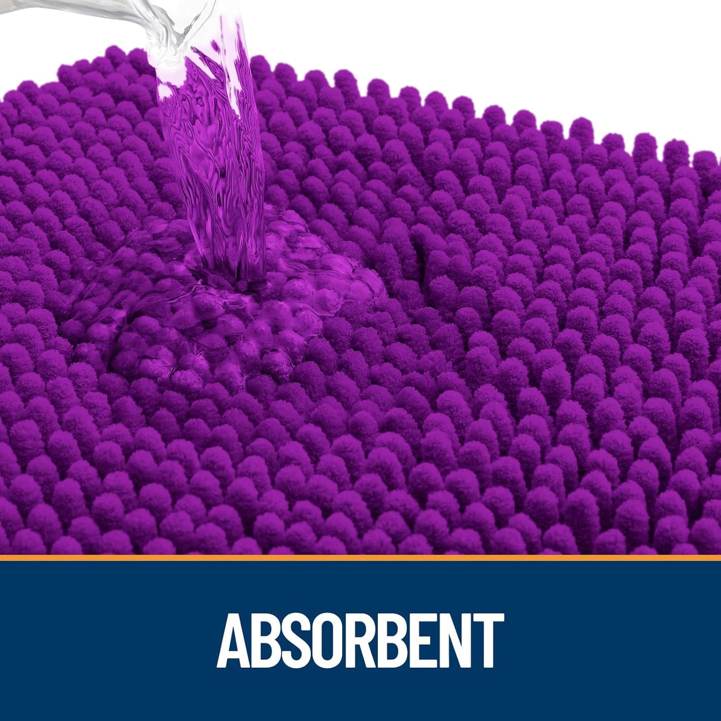 OLANLY Dog Door Mat for Muddy Paws 36x24, Absorbs Moisture and Dirt, Absorbent Non-Slip Washable Doormat, Quick Dry Chenille Mud Mat for Dogs, Entry Indoor Entryway Carpet for Inside Floor, Purple