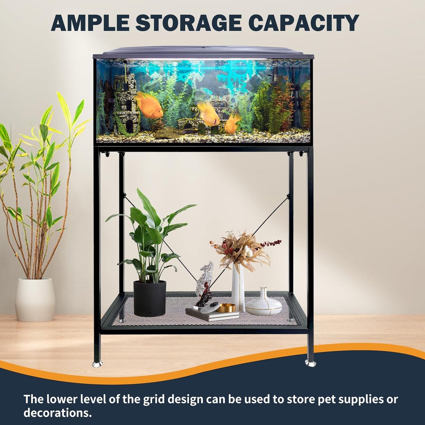 TONGMO Fish Tank Stand: The Perfect 29 Gallon Metal Aquarium Stand Measuring 32.7" W x 13" D x 32.3" H to Fit Your Aquatic Display Needs.