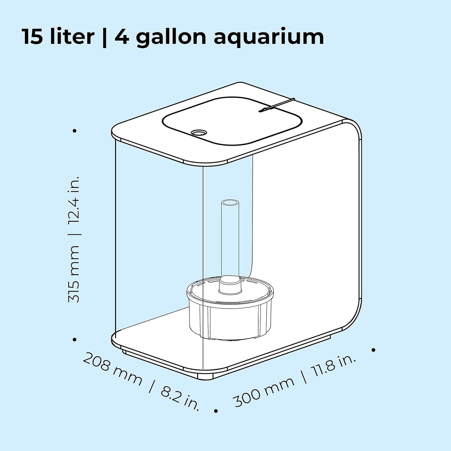 biOrb Flow 15 Acrylic 4-Gallon Aquarium with Multi-Color Remote-Controlled LED Lights Modern Compact Tank for Tabletop or Desktop Display, White
