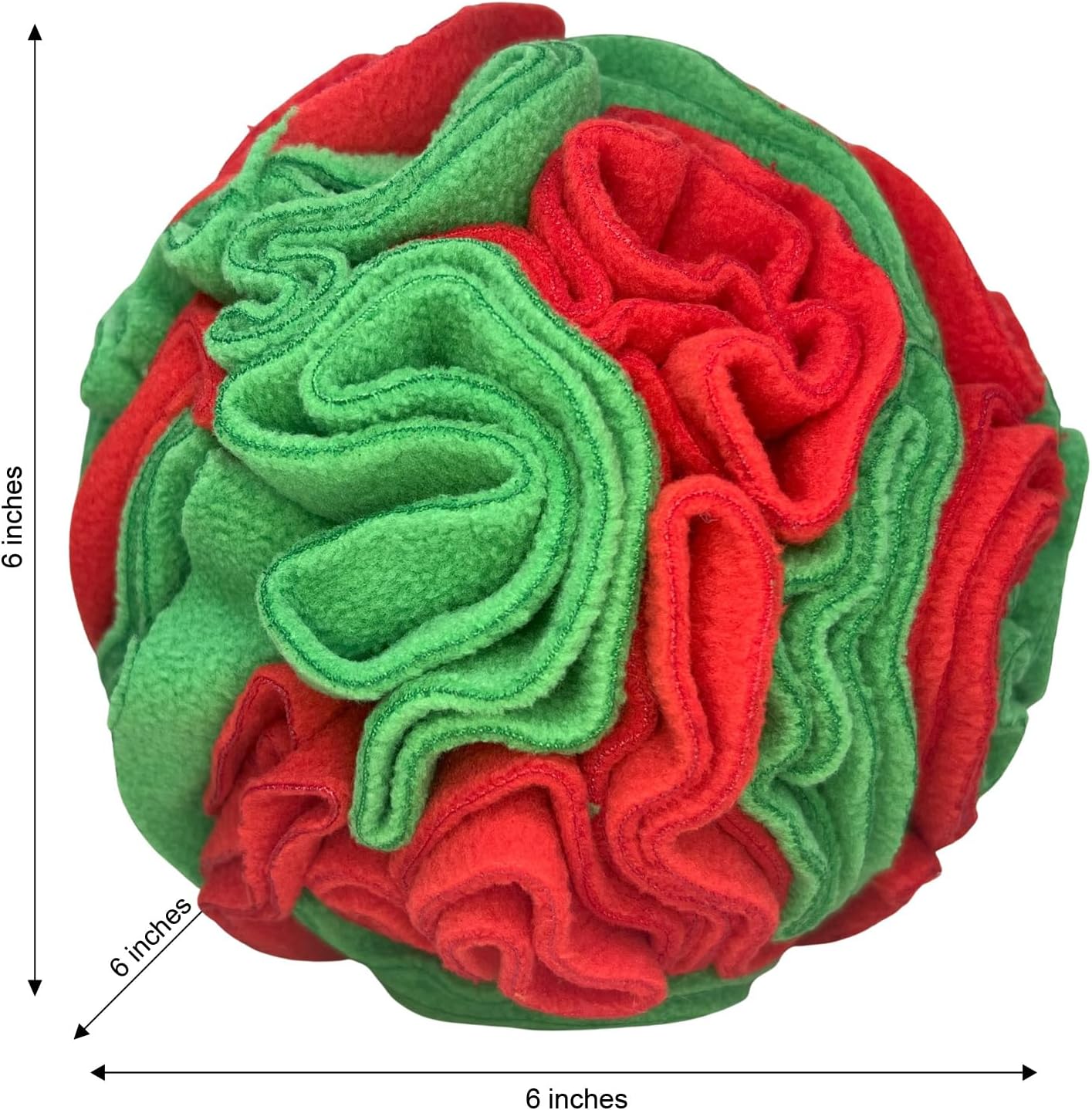 Glory To Dog Puppy and Medium Breed Snuffle Interactive Foraging Dog Puzzle Ball Toy Christmas Green and Red Large