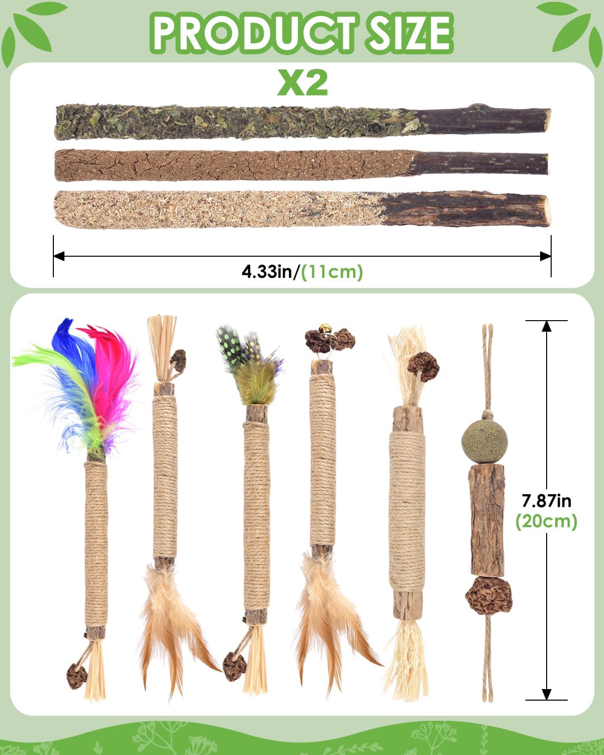 TINDTOP Silvervine Chew Sticks for Cats, 12 Pack Natural Catnip Chew Toys for Kittens Teeth Cleaning, Matatabi Dental Care, Increase Appetite, Calm Cat Anxiety and Stress, Cat Dental Toy