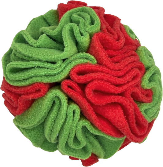 Glory To Dog Puppy and Small Breed Snuffle Interactive Foraging Dog Puzzle Ball Toy Christmas Green and Red
