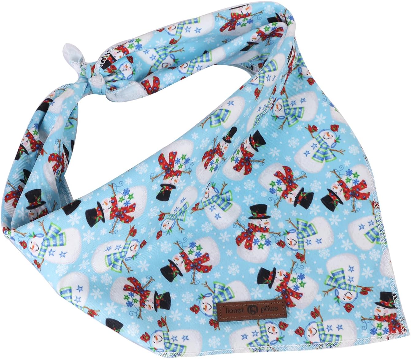Lionet Paws Christmas Dog Bandana,Fabric Snowman Blue Dogs Kerchief for Small Medium Dogs,Dog Cotton Triangle Bibs Scarf for Girl Boy