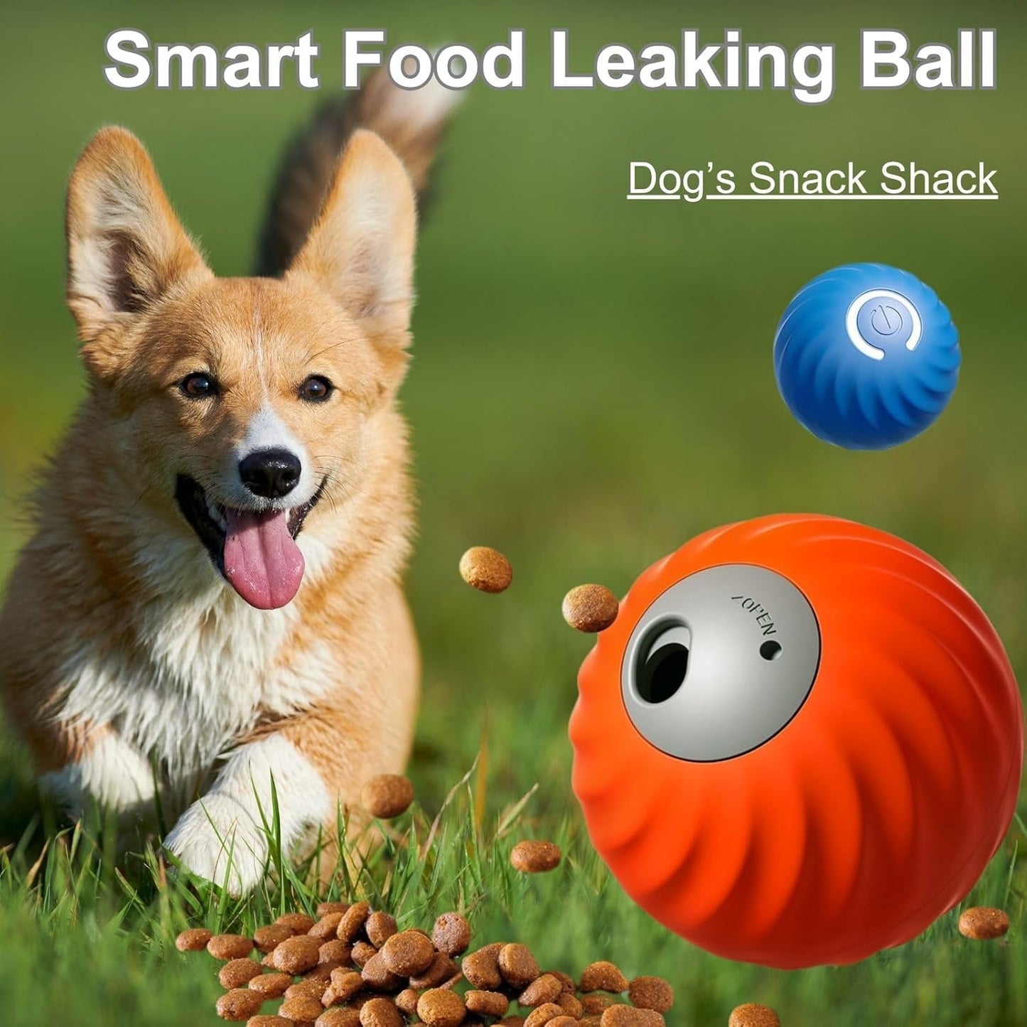 Zoomie Buddy 2.0, Zoomie Buddy for Dogs, 2 in 1 Smart Touch Interactive Dog Balls ＆ Pet Feeder, 2.83" Diameter, Suitable for Small/Medium Dogs, with Fruit Plush Cover (Blue, 3*Mix)