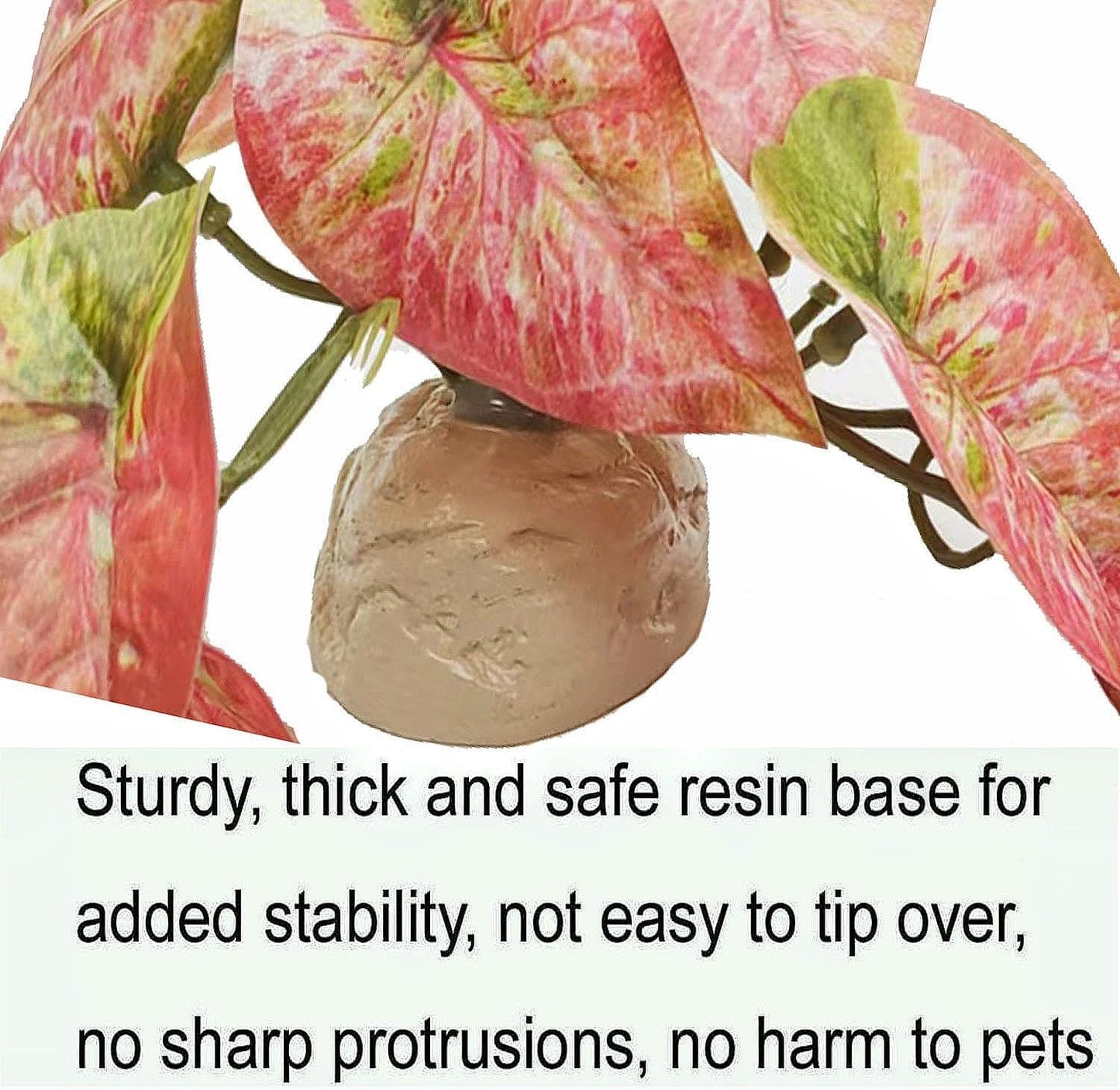 Reptile Plants for Terrarium Decor,Amphibian Habitat Decor, Bearded Dragon Tank Accessories,Artificial Plants for Gecko Chameleon Snake Tortoise with Base (Arrowhead)