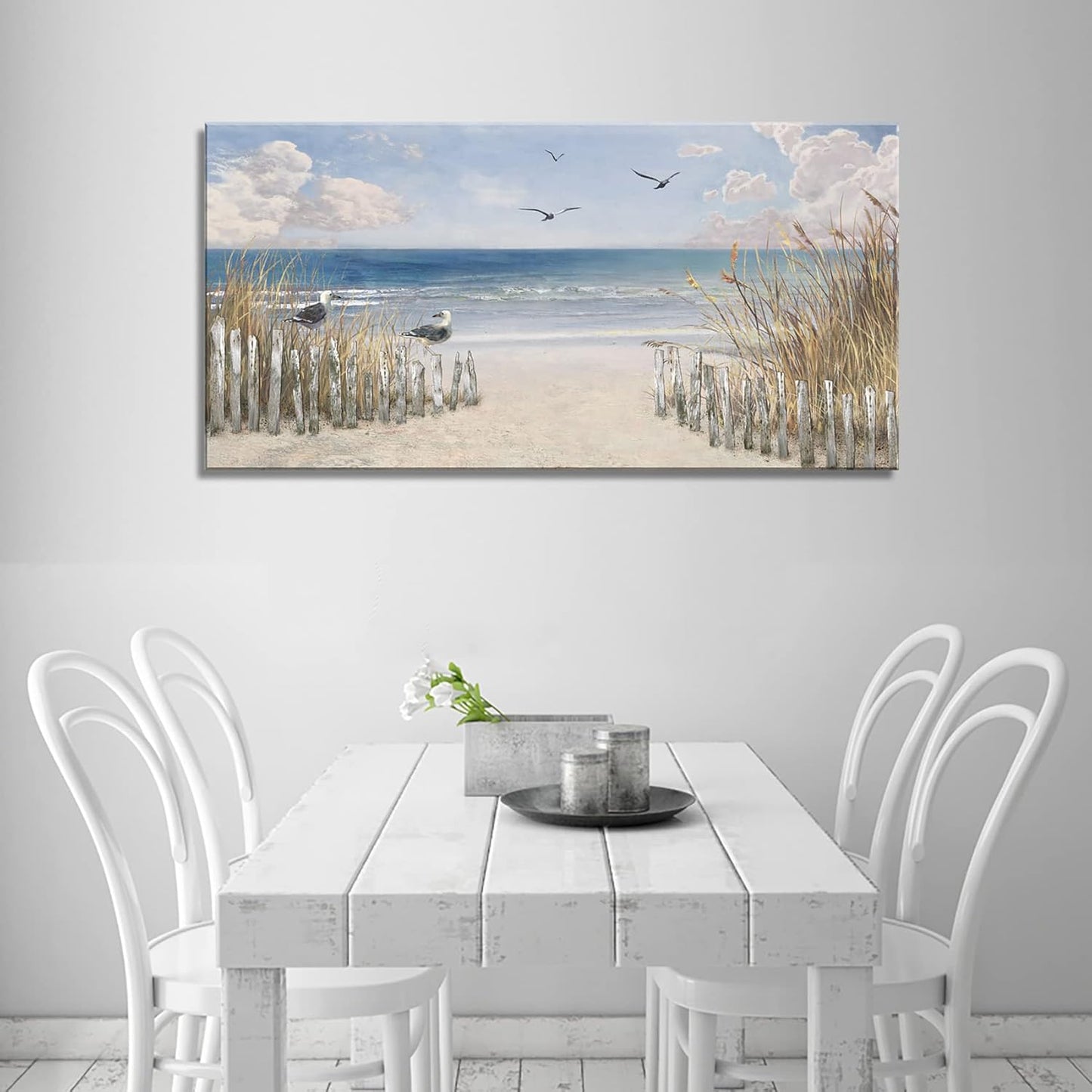 XXMWallArt FC3762 Sandy Beach Wall Art Canvas Print Wall Art Seascape Blue Print Home Decor Abstract Coastal Picture Modern Ocean Artwork for Living Room Bedroom Bathroom Office Decor