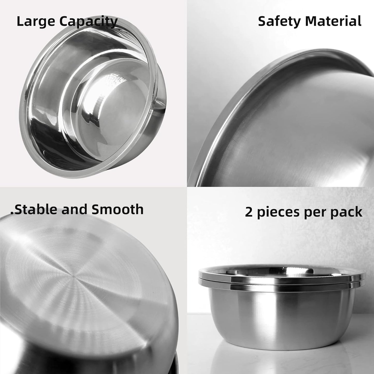 Stainless Steel Large Dog Food Bowl, 96 oz (12cup) Large Capacity Dog Water Bowl, Heavy Duty, BPA Free for Large and Medium Dogs (2 pcs)