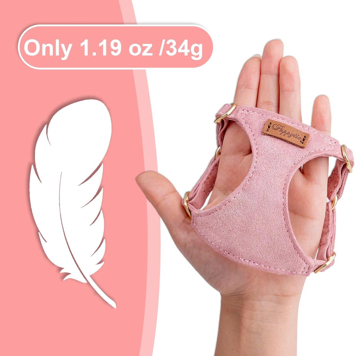 Puppytie No Pull Small Dog Harness with Multifunction Dog Leash, Lightweight Soft Adjustable No Choke Escape Proof Pet Harness Vest, Pink