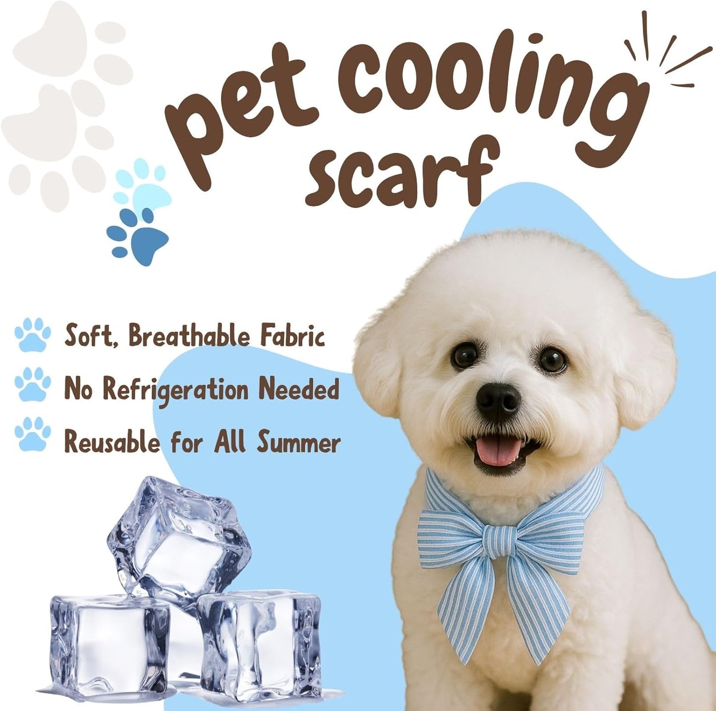 4pcs Cooling Scarf for Pets,Summer Cooling Scarves Keep Cats and Dogs Cool, Reused,Rrecycled,Suitable for Dogs (4pcs-Blue Stripe)