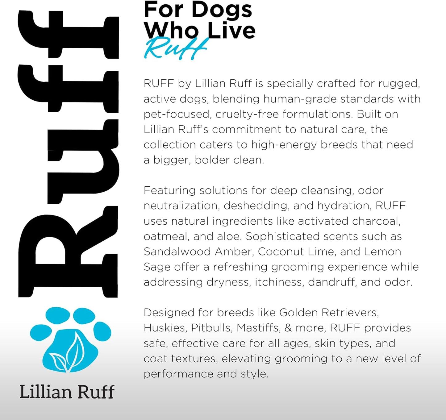 Ruff by Lillian Ruff Sandalwood Coconut Oatmeal Conditioner for Dogs – Moisturize & Soothe Dry Itchy Skin, Promote Healthy Coat, Tear-Free, Sulfate-Free, Paraben-Free, Made in USA (Gallon with Pump)