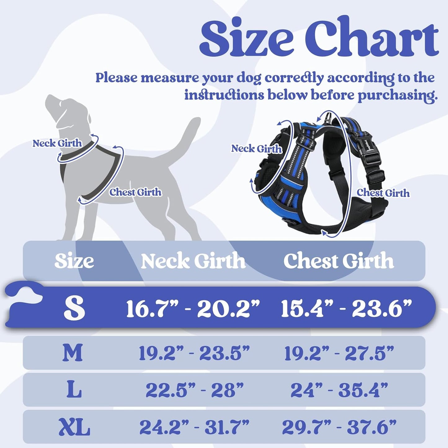 rabbitgoo Dog Harness Small Sized, No Pull Pet Harness with 3 Buckles, Adjustable Soft Padded Vest with Control Handle, Walking Reflective Pet Vest for Small Dogs, Blue, S