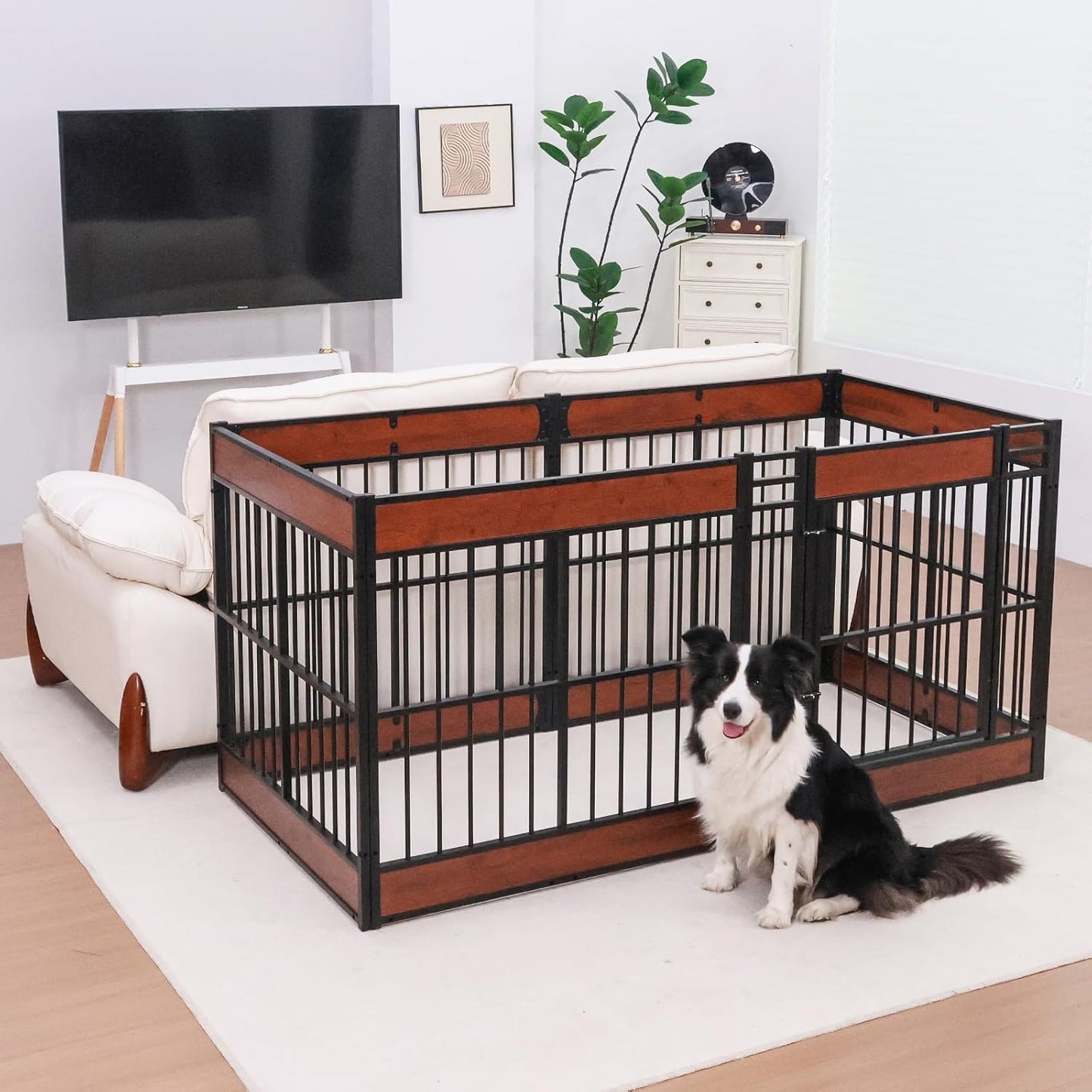 Dog Playpen, 35.4" Height Dog Pen Indoor, Heavy Duty, Safe and Sturdy, Furniture Style Puppy Pen