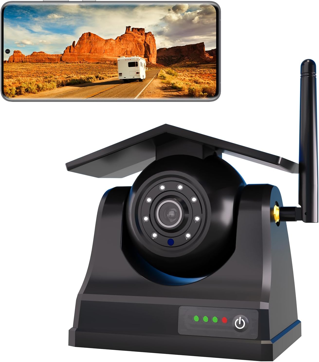 Magnetic Solar Wireless Backup Camera, 10000mAh Rechargeable Battery Powered Reversing Camera, 1-Min Easy Installation, App Control WiFi Backup Camera, for Trailer, RV, Truck, SUV, Van