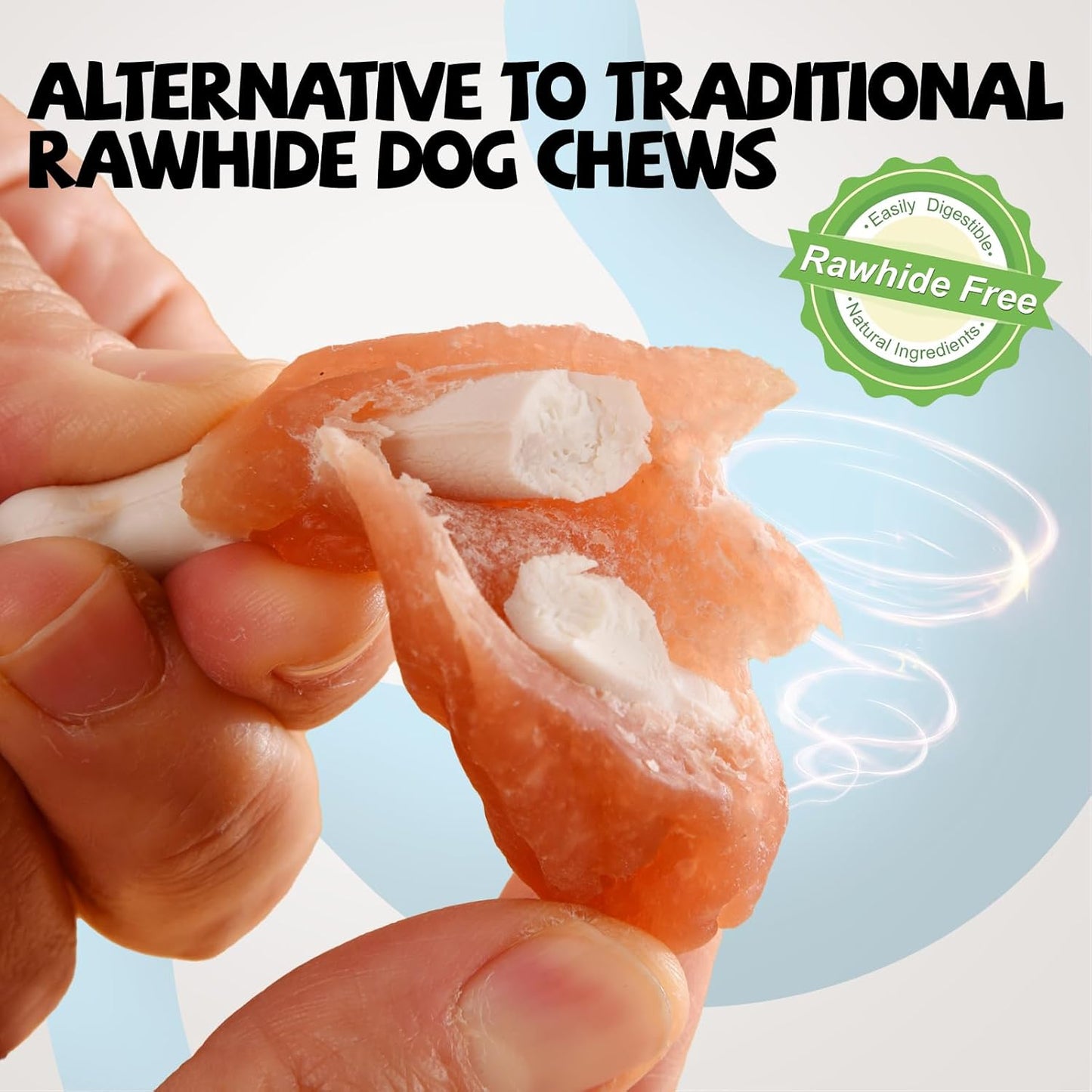 ASMPET Dog Treats Chews Rawhide Free Real Chicken Calcium Bone Snacks, Teeth Clean Breath Fresh Dog Training Treats