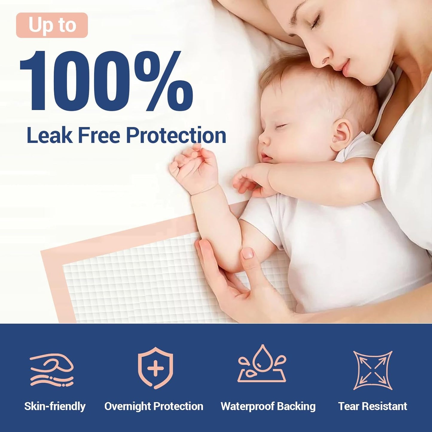 MKISS Extra Large Bed Pads 40" x 36"(100 Count), Disposable Super Absorbent Heavy Duty Incontinence Underpads, Thicken Chucks Pads for Adults, Children, Babies, Elderly and Pets