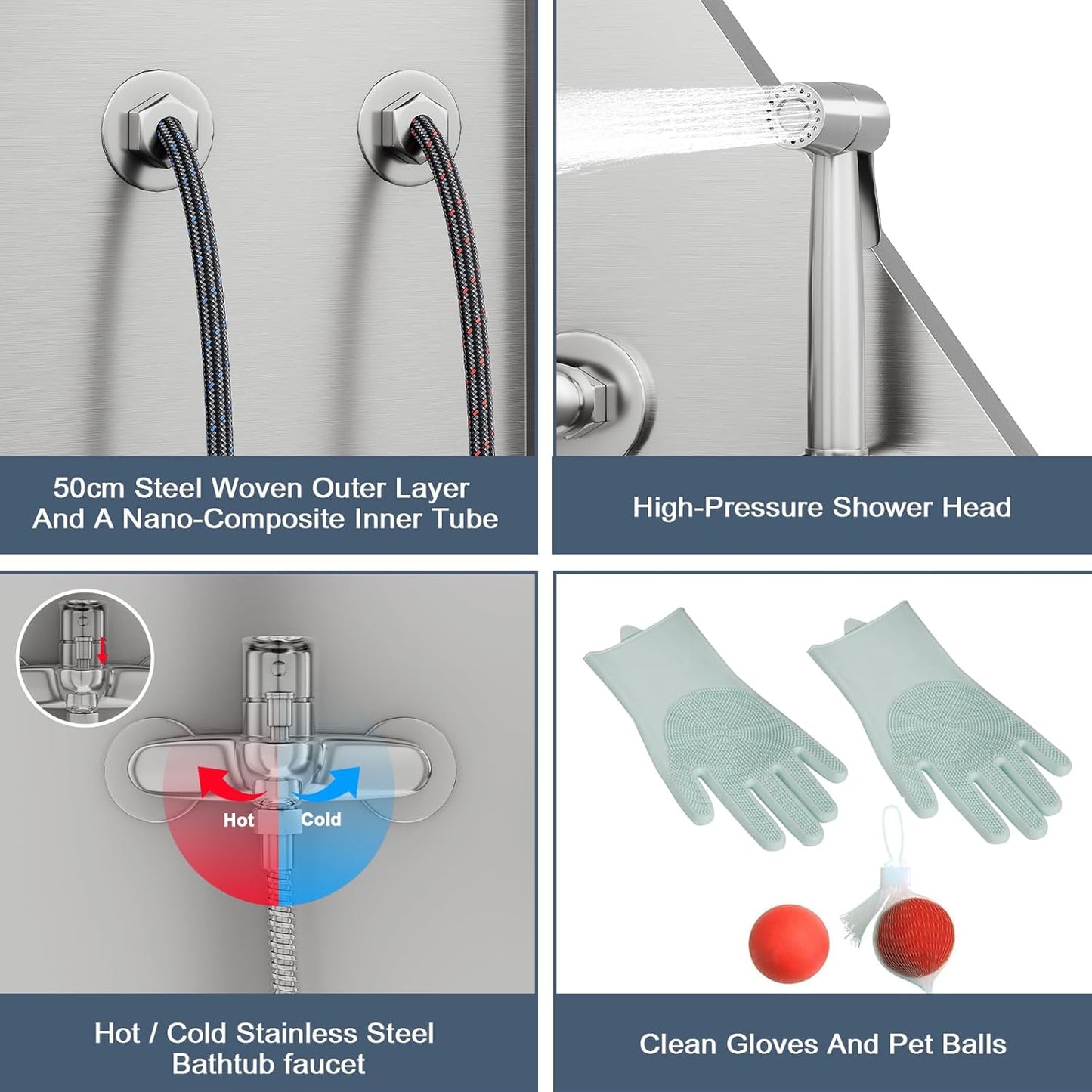 CuisinSmart 62" Dog Bathtub, Professional Dog Washing Station with Dog Wash Attachment, Dog Bath Pool for Outdoor, Indoor Shower and Grooming (Left Door)