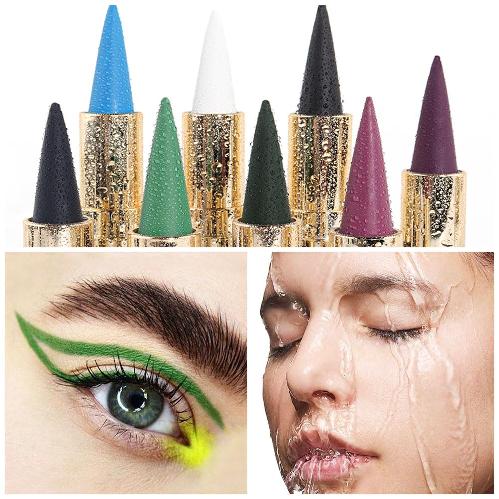 evpct 1Pcs Dark Green Gel Eyeliner Pencil Eye Black Face Paint Stick Makeup Set Waterproof Matte Cream Crayon Eyeliner Pencil Set Cat Eye Liners Eyeshadow Guide delineador de ojos contra el agua