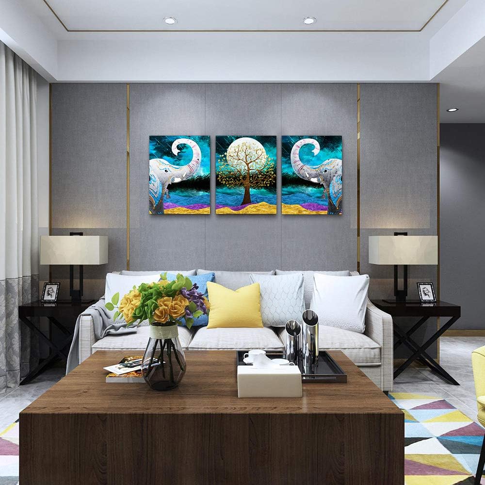 Canvas Wall Art for Living Room ,farmhouse bathroom Wall decor blue abstract Animal landscape painting,modern family kitchen Bedroom Decoration elephant Canvas art pictures Artwork for home walls