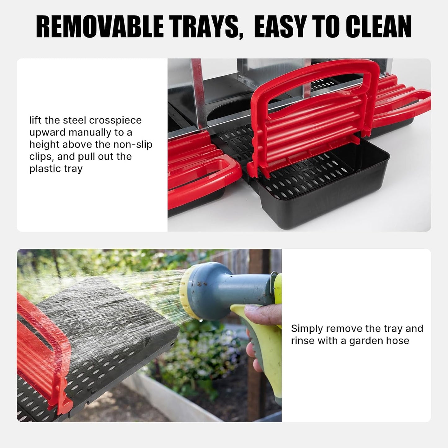 Chicken Nesting Box 2-Tier Galvanized Steel 6 Holes Nesting Boxes for Chickens Durable & Weather-Resistant Chicken Egg Laying Box Holds Up to 30 Hens with Removable Tray for Easy Cleaning