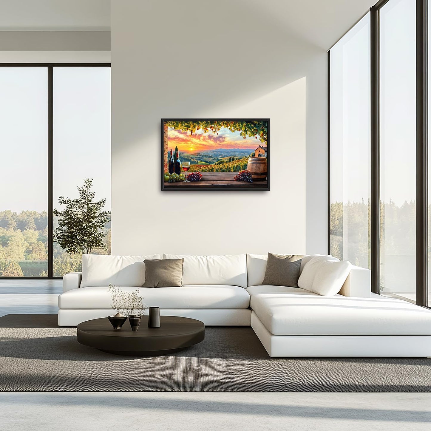 Large Sunrise Landscape Wall Art for Living Room, Sunset Scenery Canvas Oversized Wall Decor for Dining Room, Aesthetics Framed Pictures Painting Print Artwork for Bedroom Office 36L" x 24W"