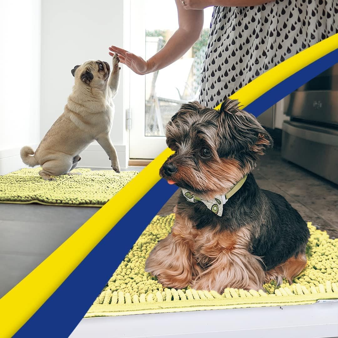 Muddy Mat® Original Dog Door Mat for Muddy Paws, Super Absorbent Microfiber, Non-Slip Washable Pet Rug, Quick Dry Chenille Entryway Carpet, Machine Washable Indoor Outdoor mat, Yellow 35"x60"