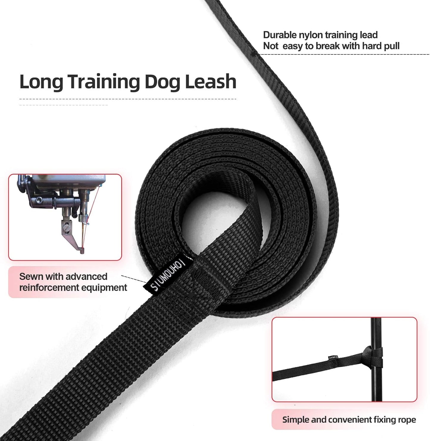 Dog/Puppy Obedience Recall Training Agility Lead -15ft 20ft 30ft 40ft 50ft Training Leash - Great for Play, Camping, or Backyard - Black 50ft