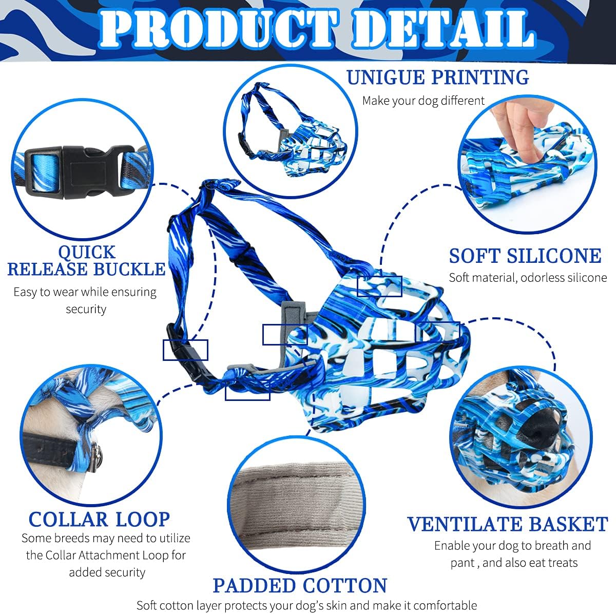 BARKLESS Dog Muzzle, Silicone Basket Muzzle for Small Medium Large Dogs, Soft Cage Mouth Cover Prevent Biting Chewing, Allow Drinking Panting, Suitable for German Shepherd