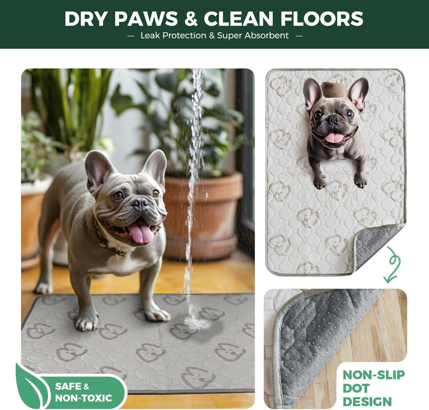 FXW Washable Pee Pads for Dogs, Puppy Pads with Super Absorbent, Specifically Designed for Whelping Box, 32" Round, Khaki, 1 Pack