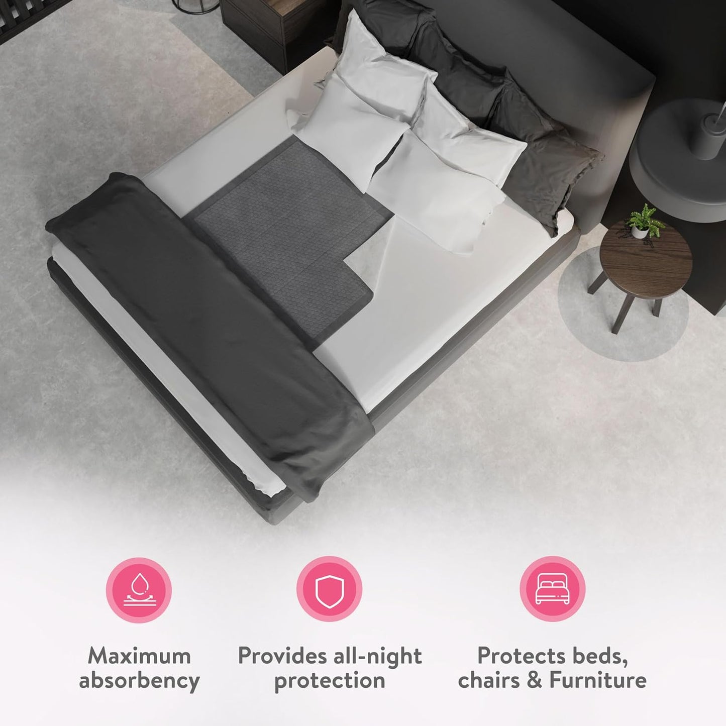 Inspire Extra Large Super Absorbent Disposable Bed Pads for Incontinence Ultra Thick and Absorbent Bed Pads Disposable Adult | Puppy Pads | Pee Pads for Adults (Gray 36" x 36")